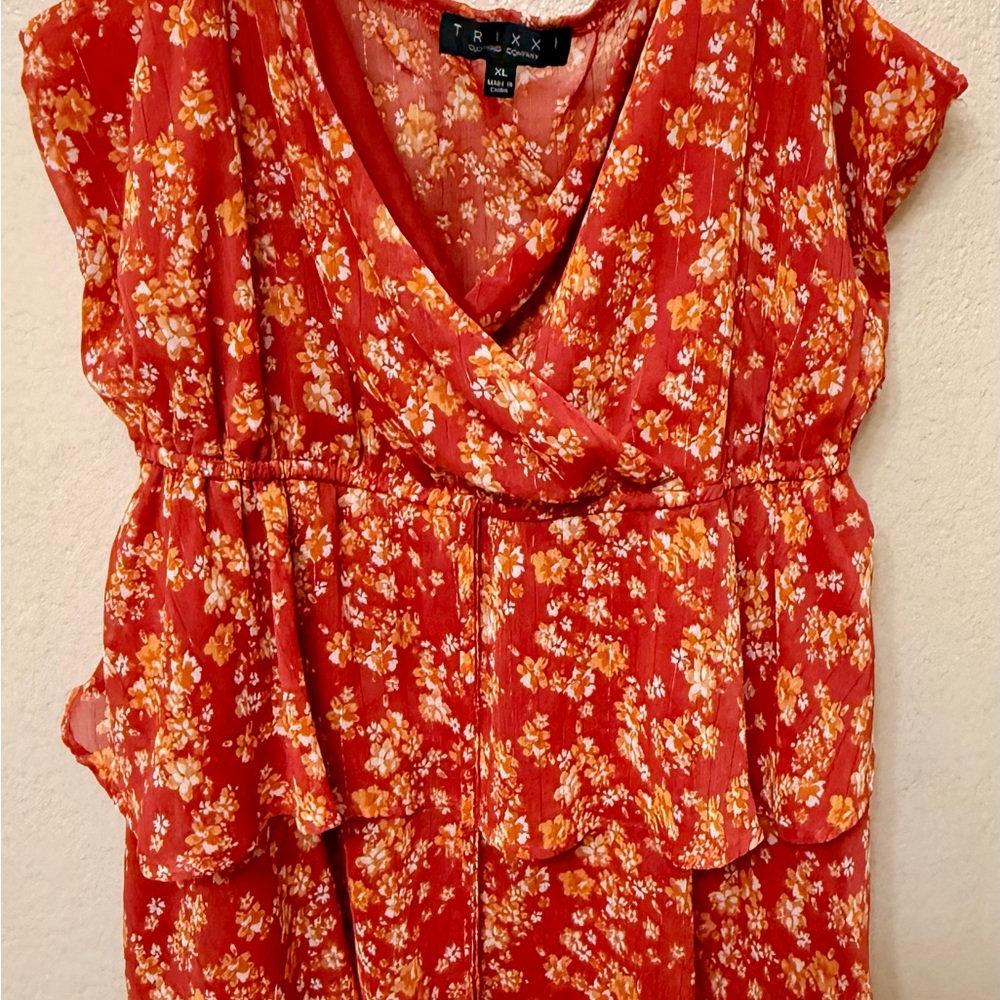 Trixxi Dress Womens XL Babydoll Tiered Ditzy Floral Peasant Boho Prairie Cottage